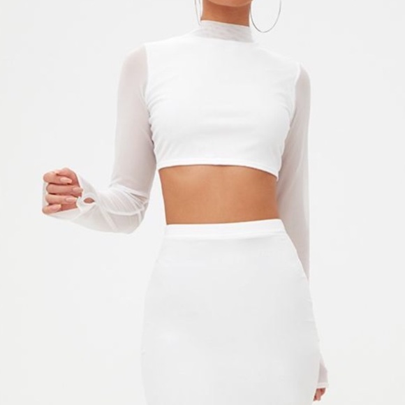 white crop mesh top